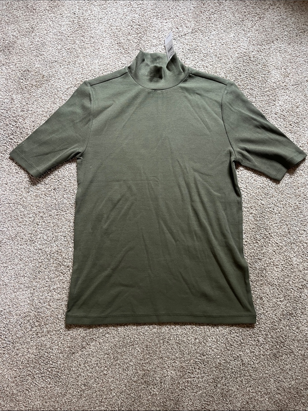 LOFT Olive Green Short Sleeve Mock Neck Tee